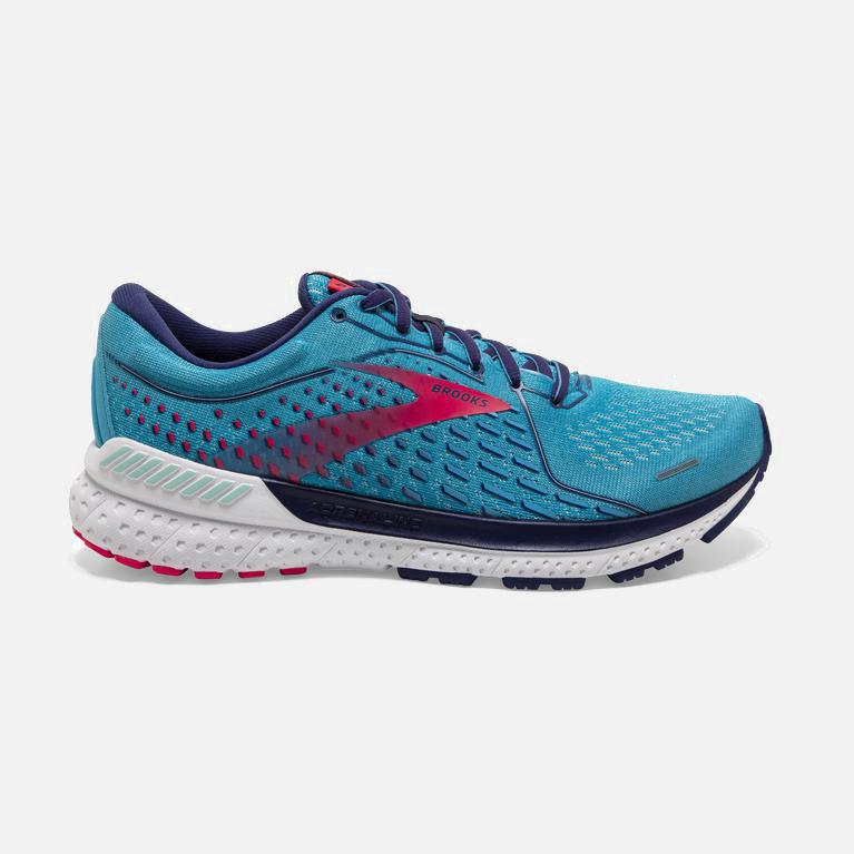 Brooks Adrenaline Gts 21 Womens Walking Shoes - Horizon/Blue Ribbon/Pink - Philippines (395814ULR)